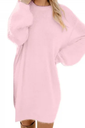 Women Winter Sweater Knit Crewneck Warm Long Sleeve O-Neck Casual Sweatshirts Dress Solid Color Oversized Basic Ladies Cloth